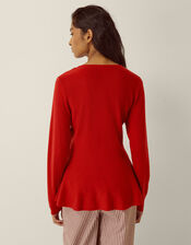 Paula Bow Peplum Jumper, Red (RED), large