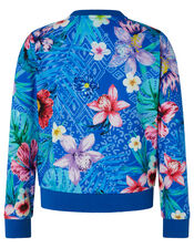 Tikoto Floral Bomber Sweat Jacket, Blue (BLUE), large