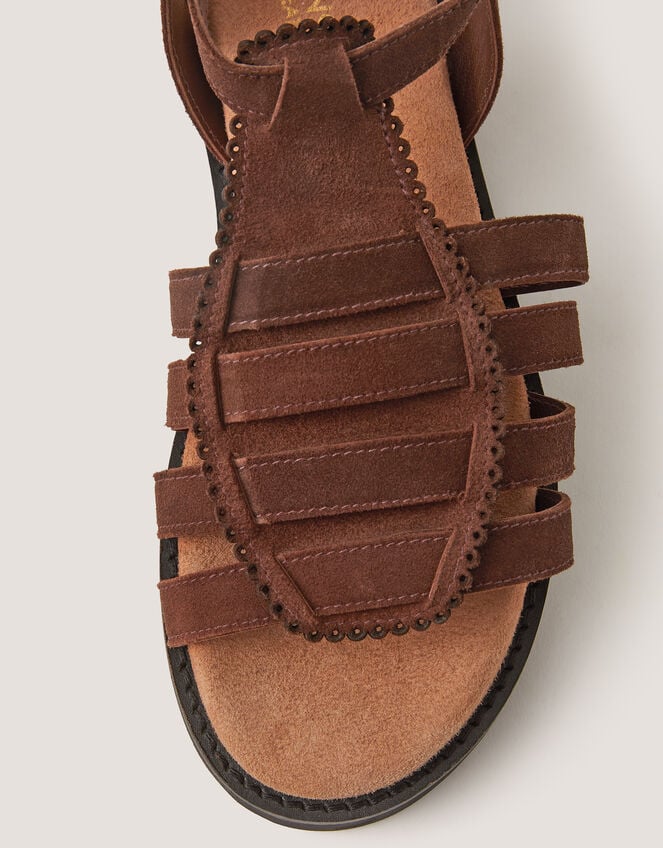 Gigi Suede Gladiator Sandals, Brown (CHOCOLATE), large
