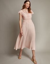 Monica Lace Midi Dress, Pink (SOFT PINK), large