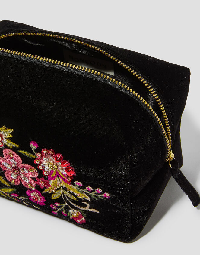 Floral Embellished Make Up Bag, , large