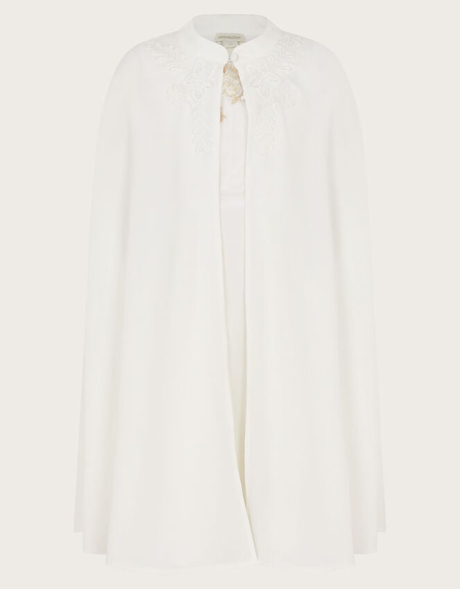 Charlotte Embroidered Dress and Cape, Ivory (IVORY), large