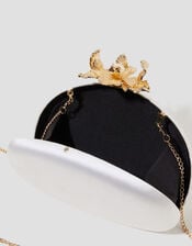Sara Satin Flower Clip Clutch Bag, , large