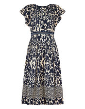 East Brenda Print Midi Dress, Blue (BLUE), large