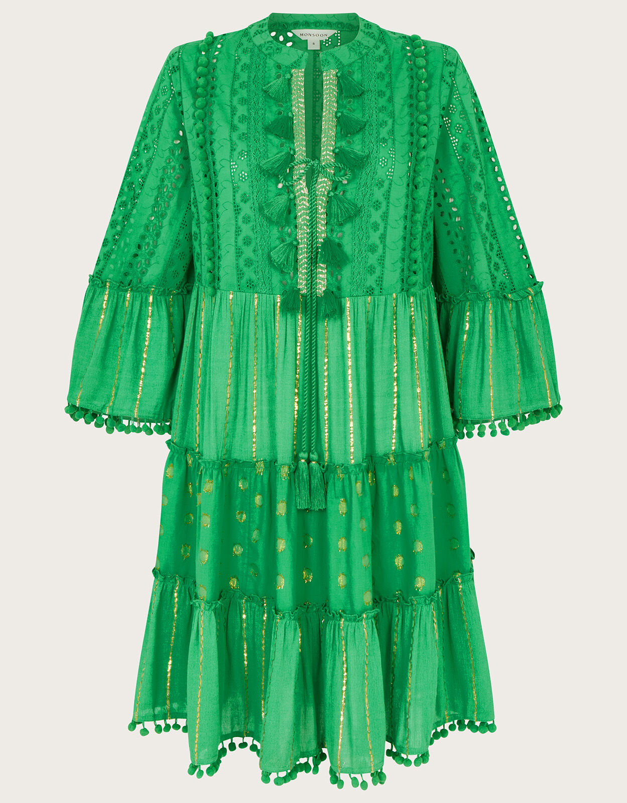 Metallic Tassel Kaftan Dress Green Kaftans Kimonos Monsoon ROI
