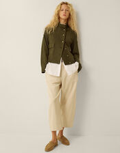 Naya High Neck Knitted Jacket, Green (KHAKI), large