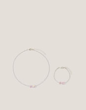 Belle Bow Beaded Necklace & Bracelet Set, , large