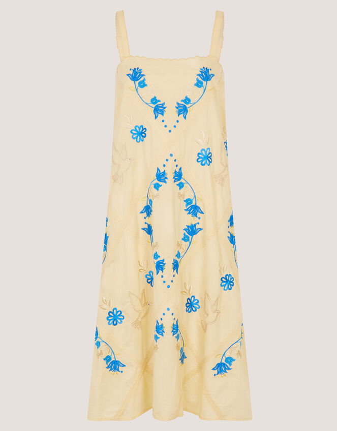 Sophie Embroidered Midi Cami Dress, Yellow (YELLOW), large
