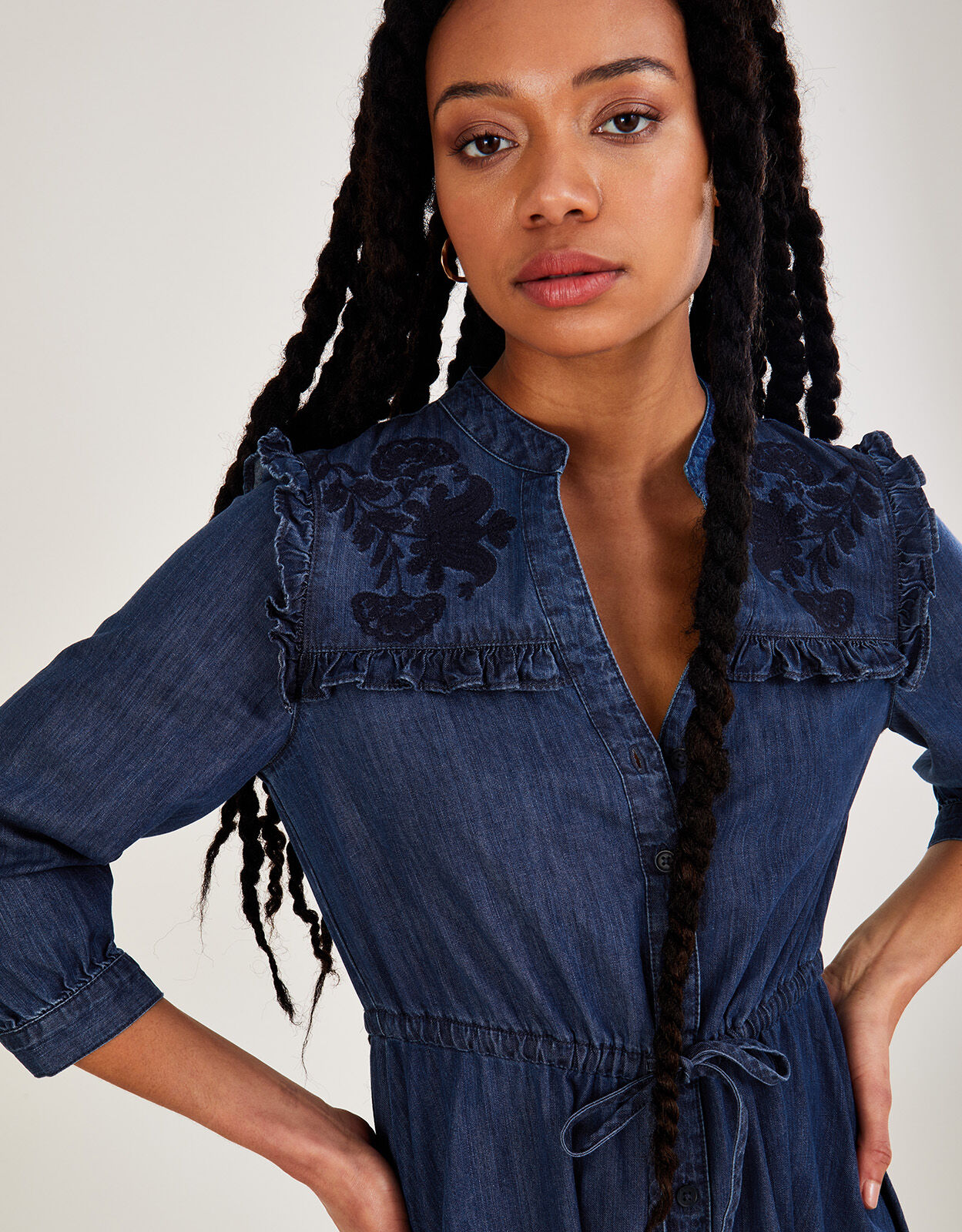 Frill shop denim dress