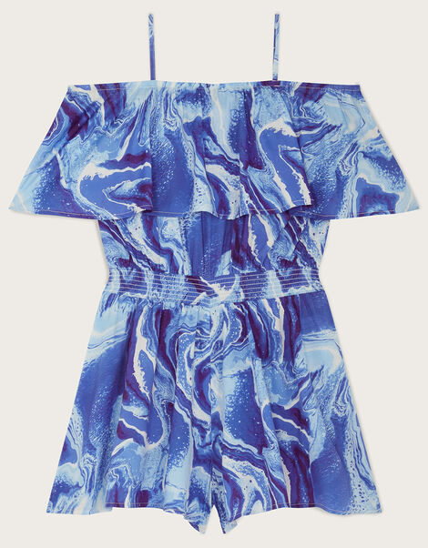Marble Frill Playsuit, Blue (BLUE), large