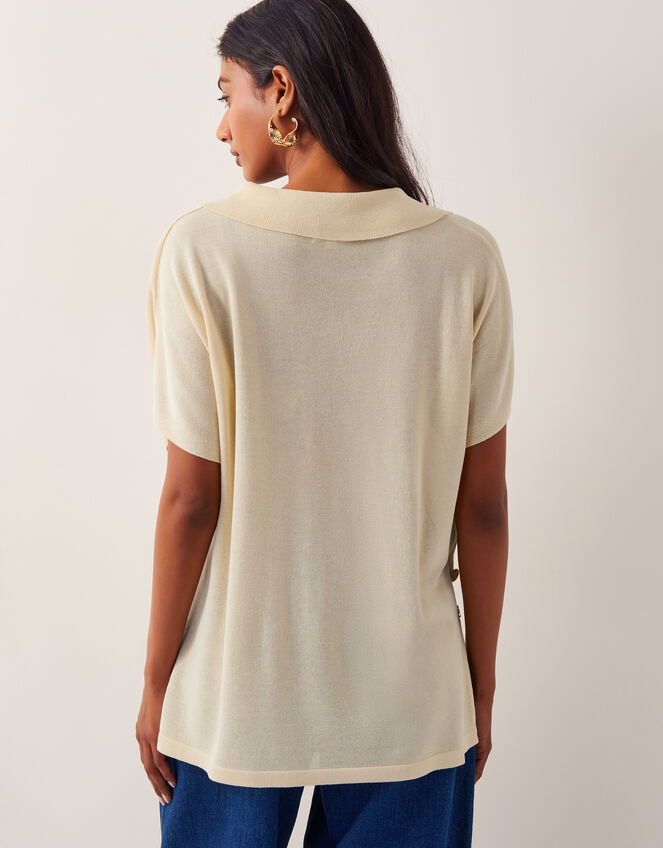 Cloe Knitted Collar Top, Yellow (YELLOW), large