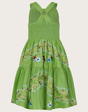 MINI ME Boutique Shirley Ring Detail Embroidered Tiered Dress, Green (GREEN), large