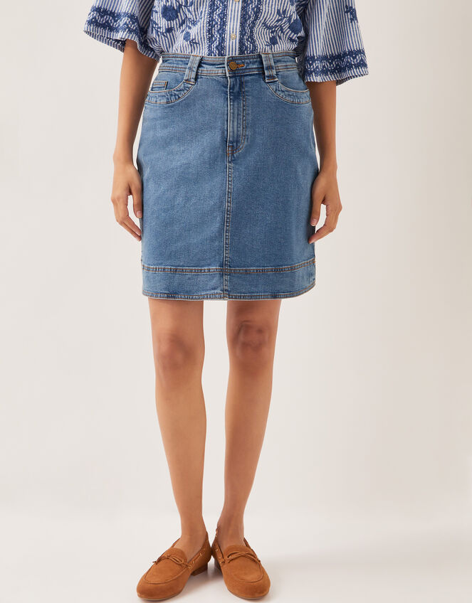 Cecelia Denim Mini Skirt, Blue (DENIM BLUE), large