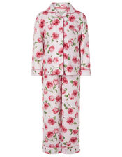 Rose Flannel PJ Set in Organic Cotton, Pink (PINK), large