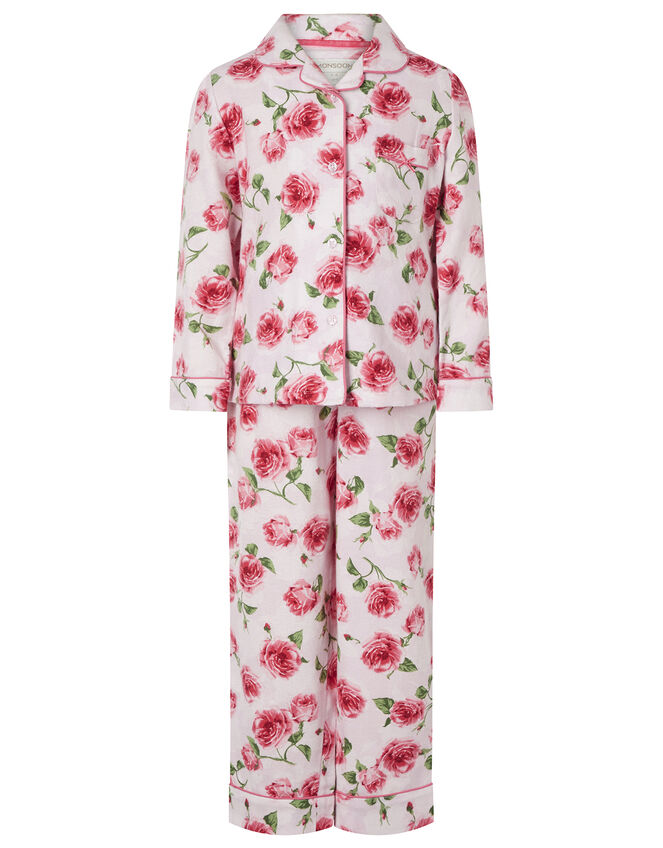 Rose Flannel PJ Set in Organic Cotton, Pink (PINK), large