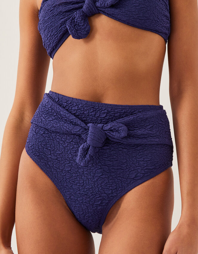 Kyla Tie Front High Waisted Bikini Bottom, Blue (NAVY), large