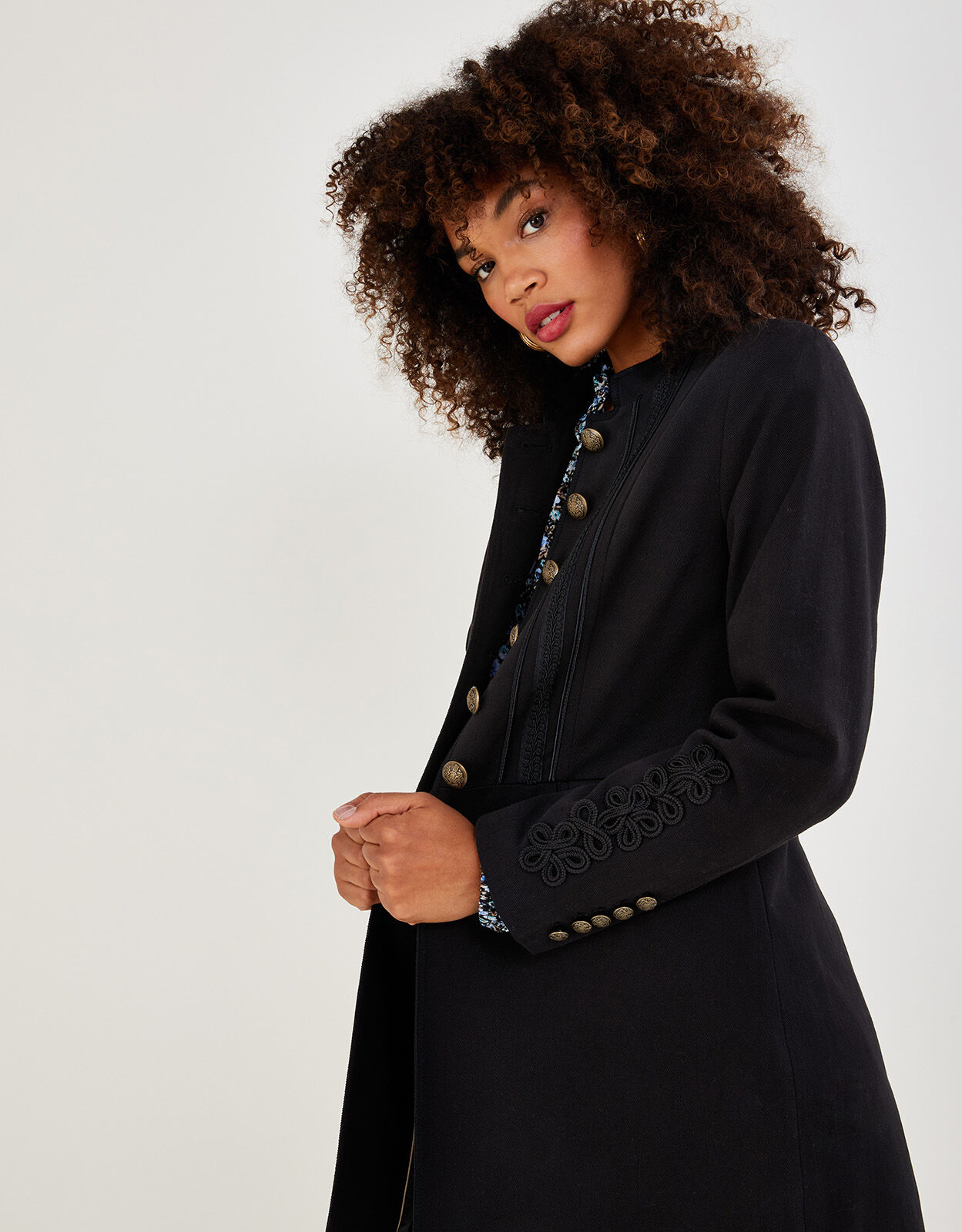 Myleen Military Longline Coat Black