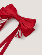 Ribbon Bow School Hair Clip, Red (RED), large