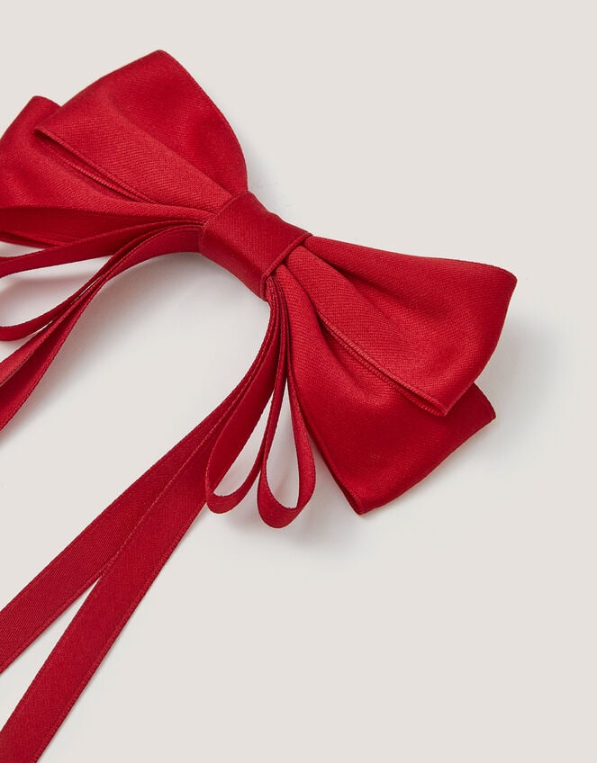 Ribbon Bow School Hair Clip, Red (RED), large