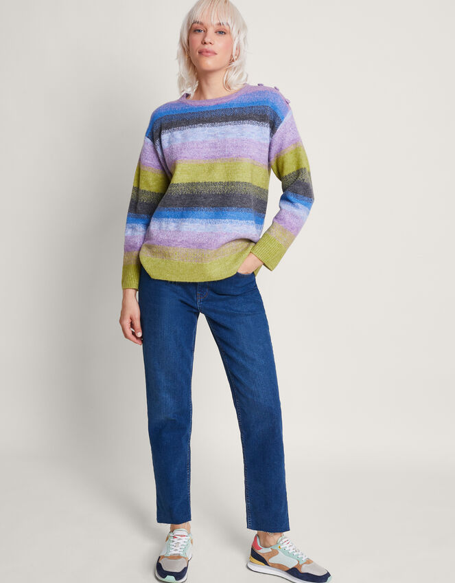 Sasha Stripe Jumper, Green (GREEN), large