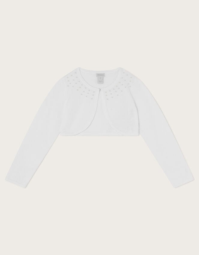 Niamh Pearl Embellished Cardigan, White (WHITE), large