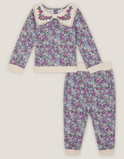 Baby Floral Sweatshirt & Joggers Set, Purple (PURPLE), large