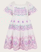 Floral Broderie Dress, Purple (LILAC), large