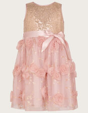 Baby Ella 3D Rose Sequin Dress, Pink (PINK), large