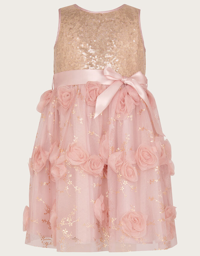 Baby Ella 3D Rose Sequin Dress, Pink (PINK), large