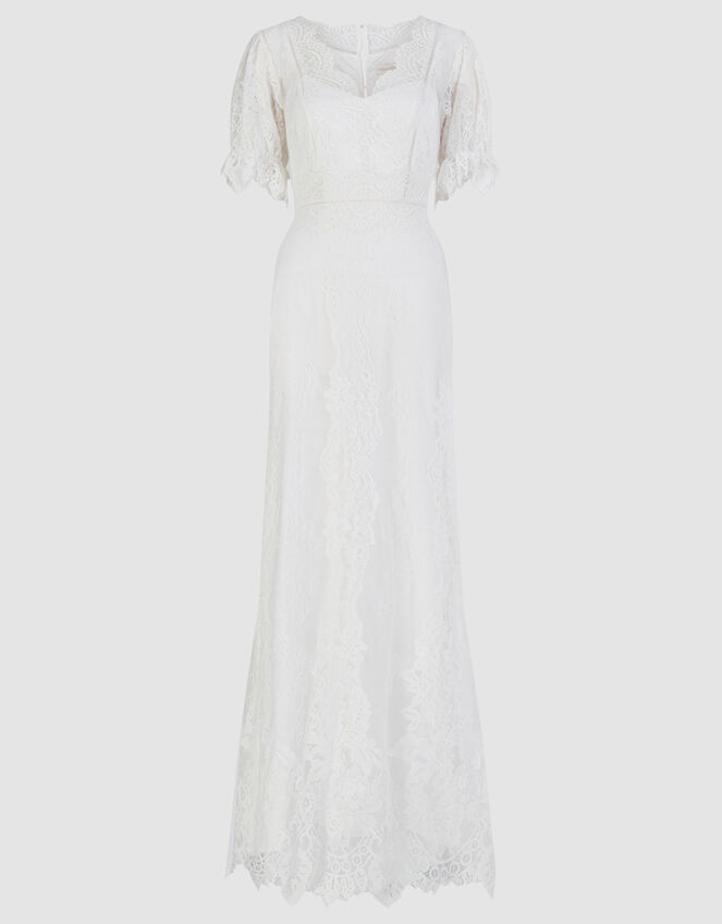 Elizabeth Chantilly Lace Bridal Maxi Dress, Ivory (IVORY), large