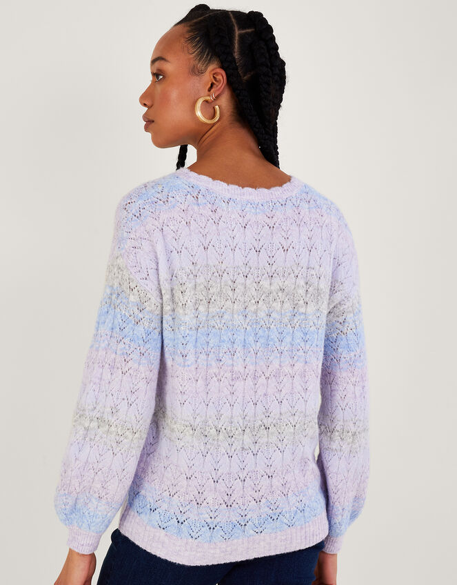 Ombre Stripe Jumper with Recycled Polyester, Purple (LILAC), large