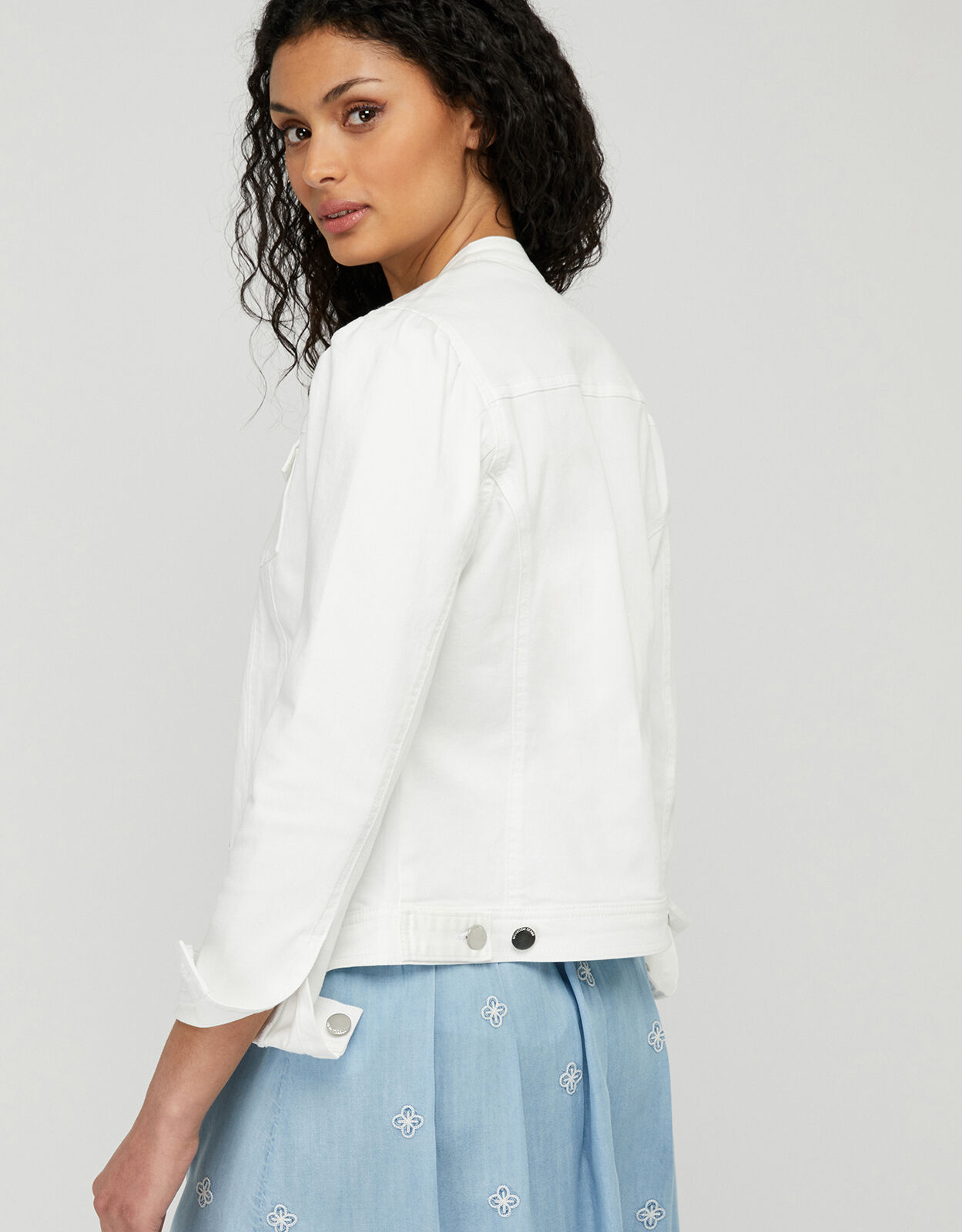 white denim blazer