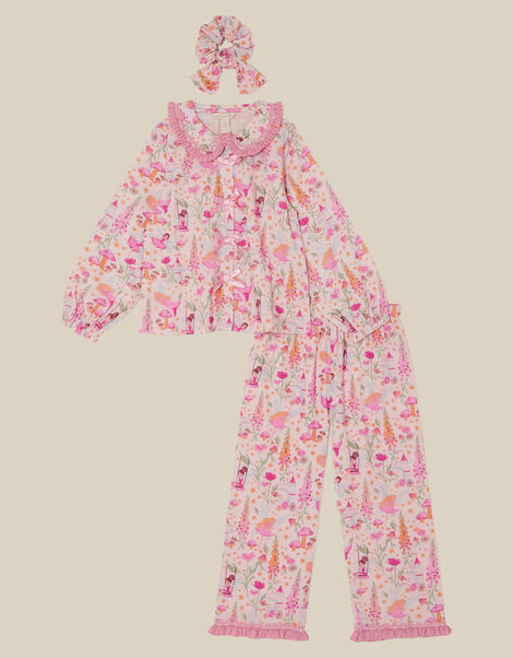 Fairy Garden Long Pyjamas & Scrunchie Set, Pink (PINK), large