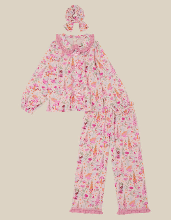 Fairy Garden Long Pyjamas & Scrunchie Set, Pink (PINK), large