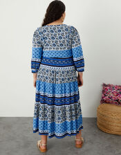Heritage Border Stripe Print Dress, Blue (BLUE), large