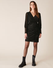 Abigail Shimmer Animal Devore Dress, Black (BLACK), large
