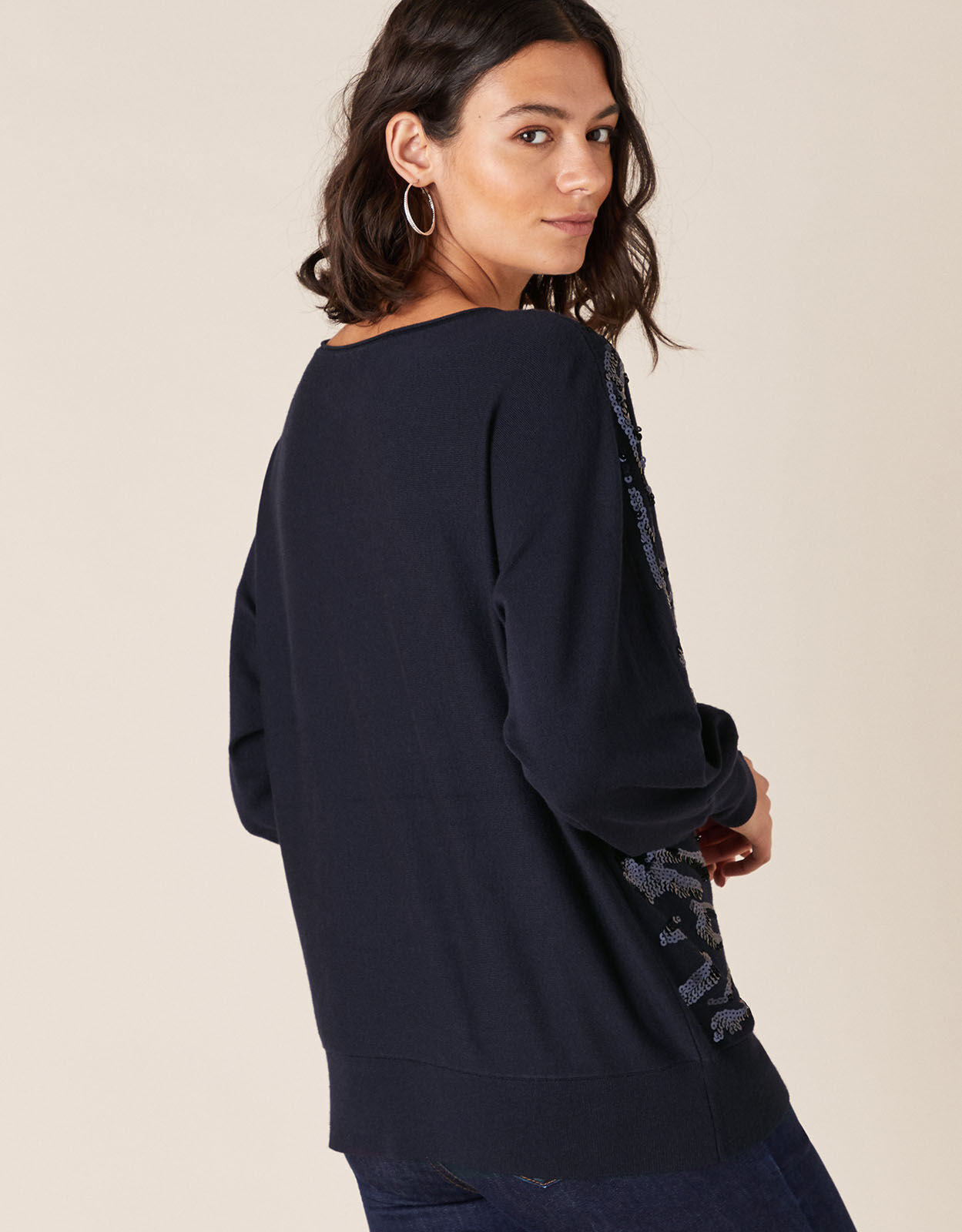 navy blue knit jumper