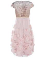 Sequin 3D Rose Hi-Low Dress, Pink (DUSKY PINK), large