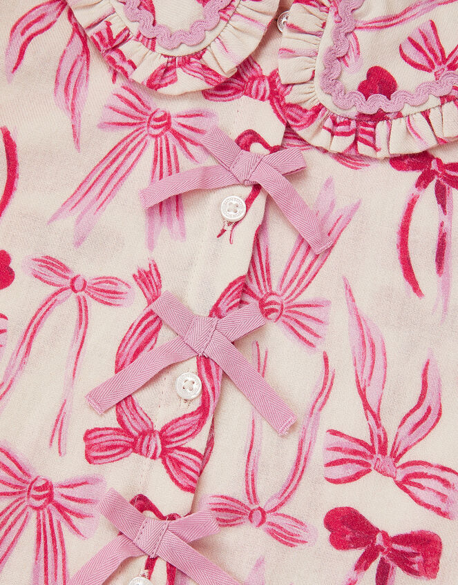 Bow Print Long Pyjamas Set, Cream (CREAM), large