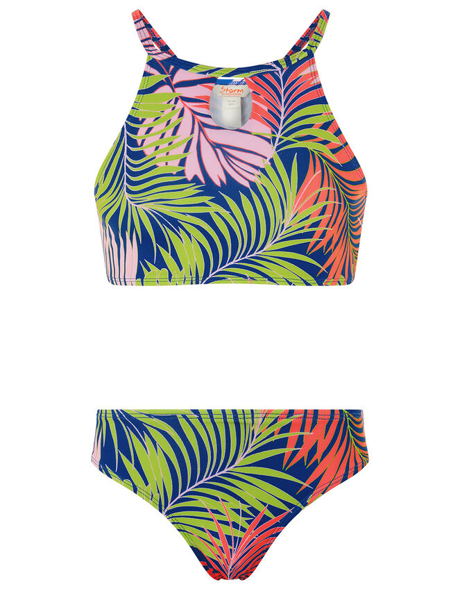 Palm Print Bikini, Blue (BLUE), large