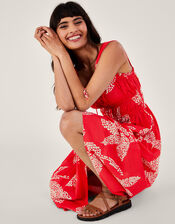 Palm Spot Print Midi Sundress, Red (RED), large