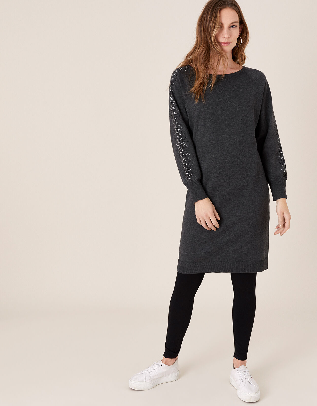Metallic Gem Sleeve Dolman Dress Grey Day Dresses Monsoon ROI