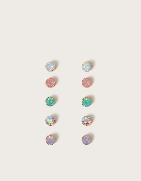 5-Pack Pastel Gem Stud Earrings, , large