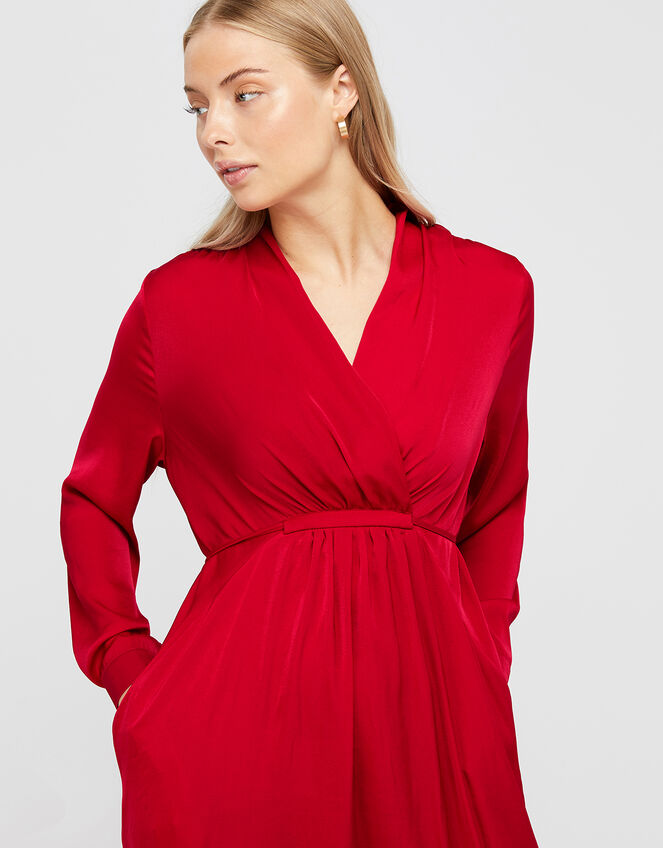 Felicity Satin Midi Dress, Red (RED), large