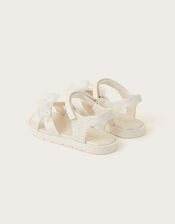 Lace Corsage Sandals, Ivory (IVORY), large