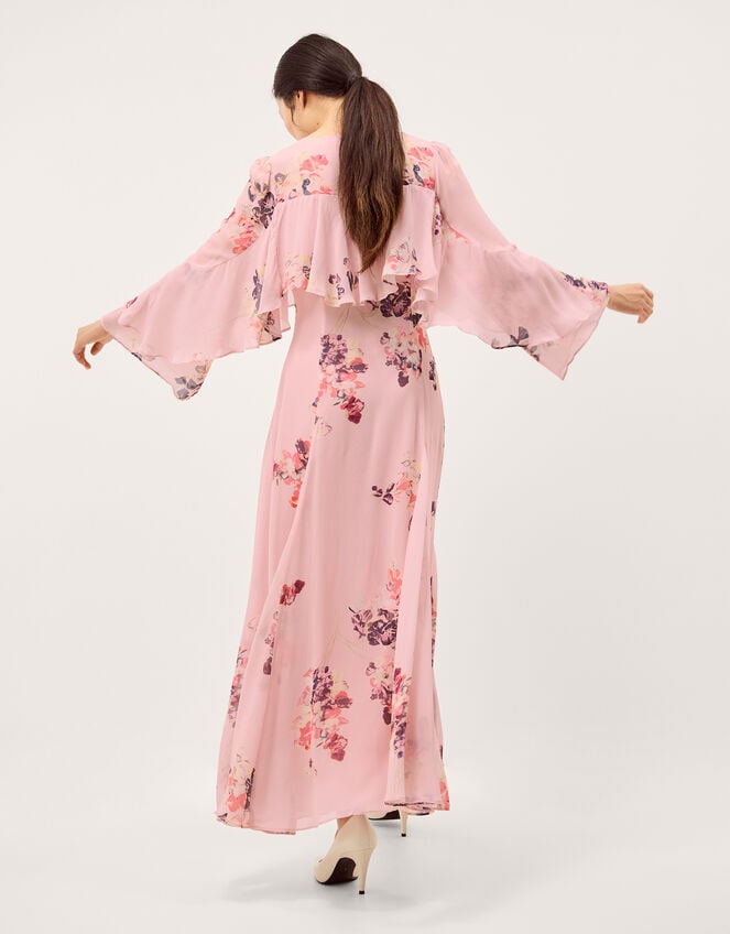 Amber Floral Cape Maxi Dress, Pink (PINK), large