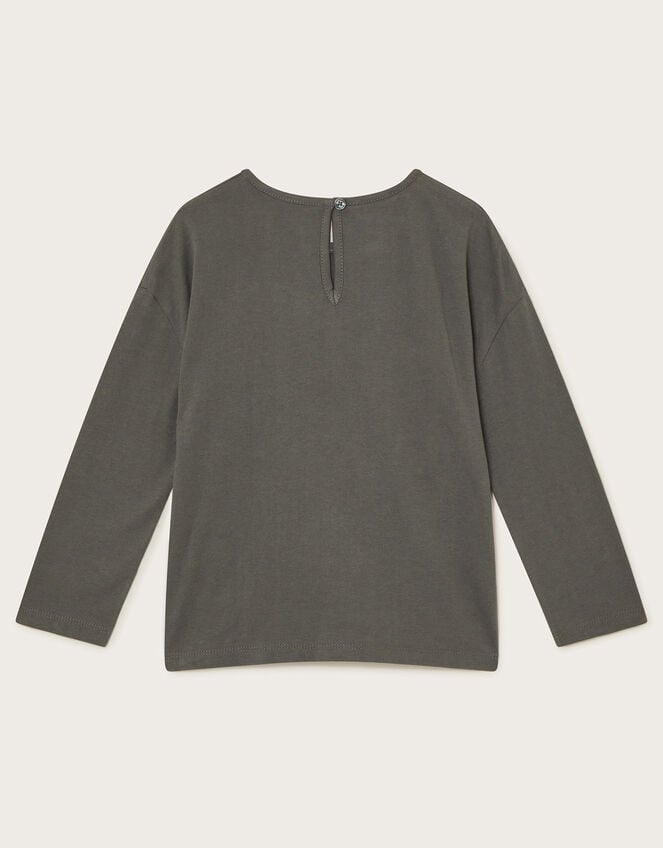 Embellished Long Sleeve Top, Grey (GREY), large