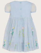 Baby Embroidered Flower Dress, Blue (BLUE), large