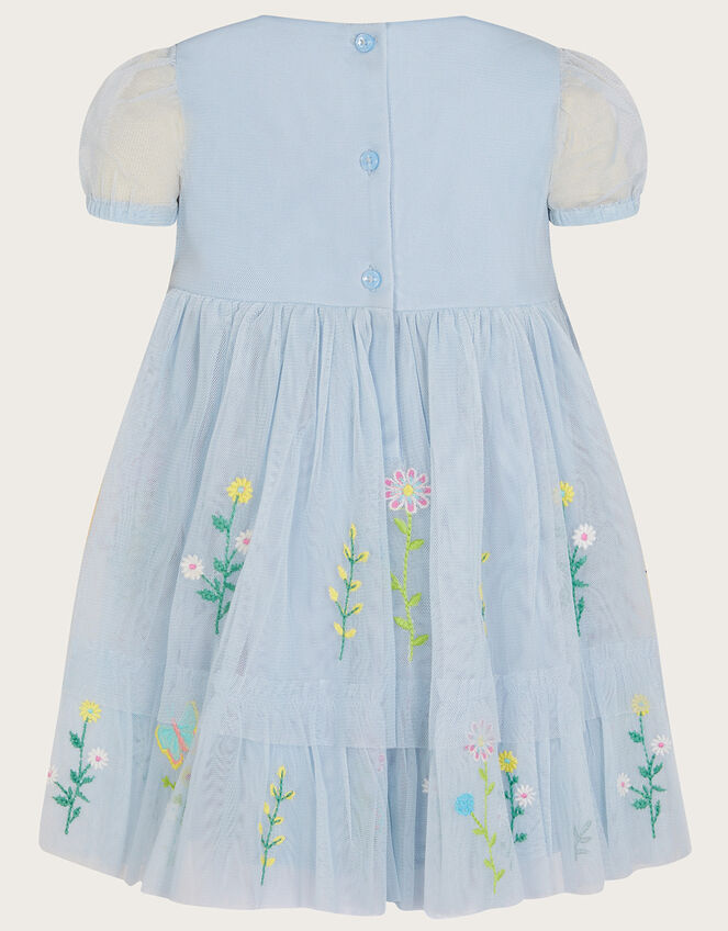 Baby Embroidered Flower Dress, Blue (BLUE), large