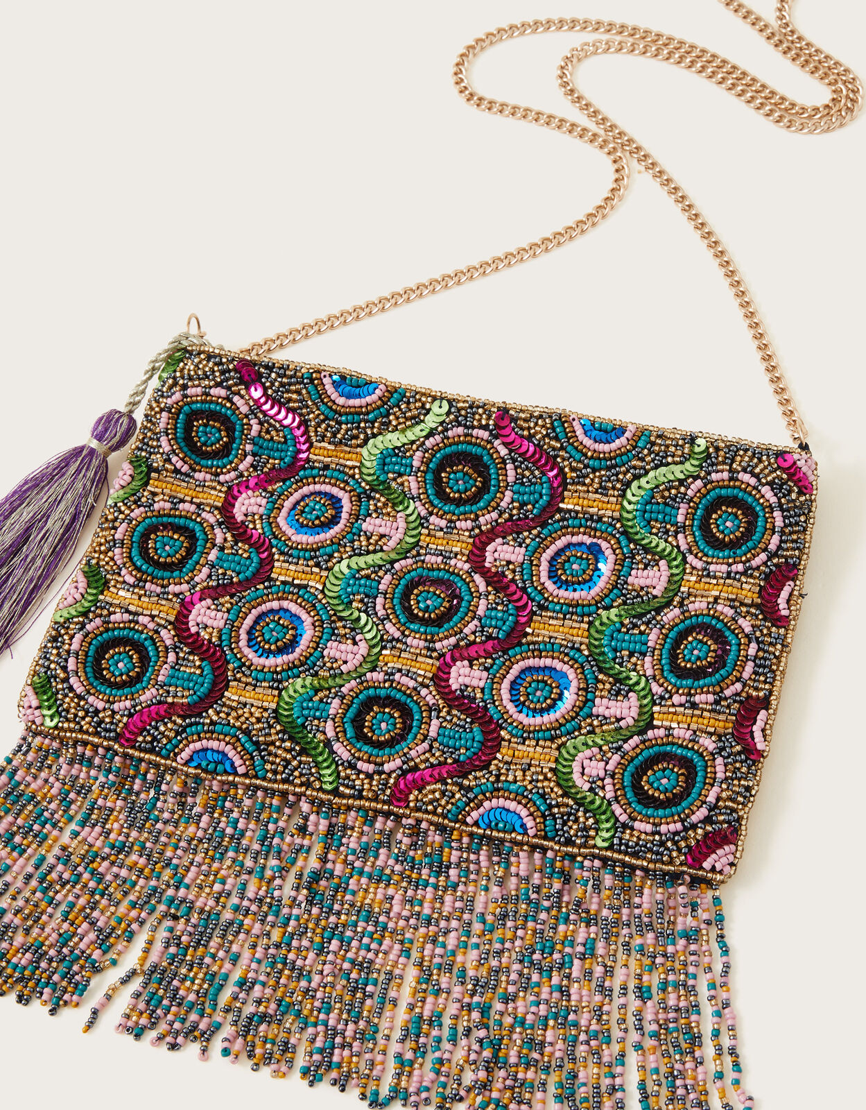 Fringe Hand Beaded Bag